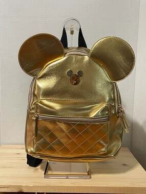 Disney Mickey Mouse Metallic Gold Quilted Mini Backpack